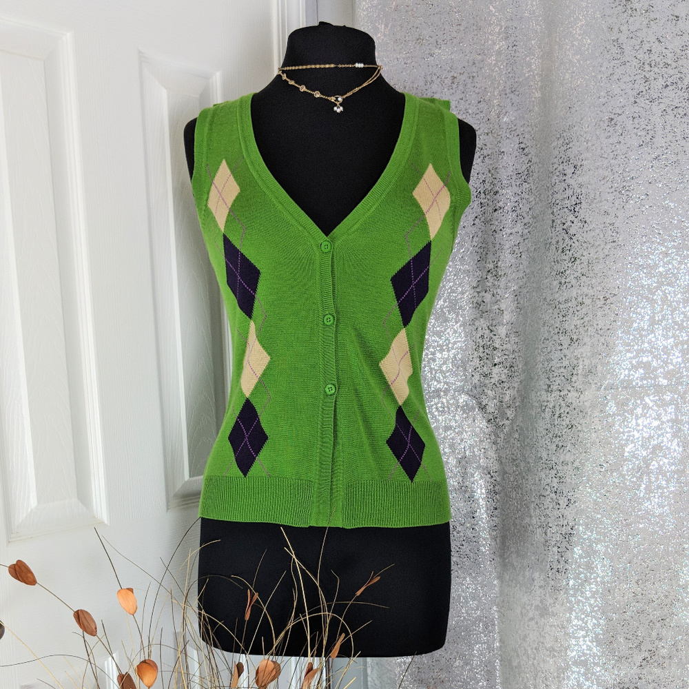 *NY&Co Green Sleeveless Front Buttons Vest Sz XS